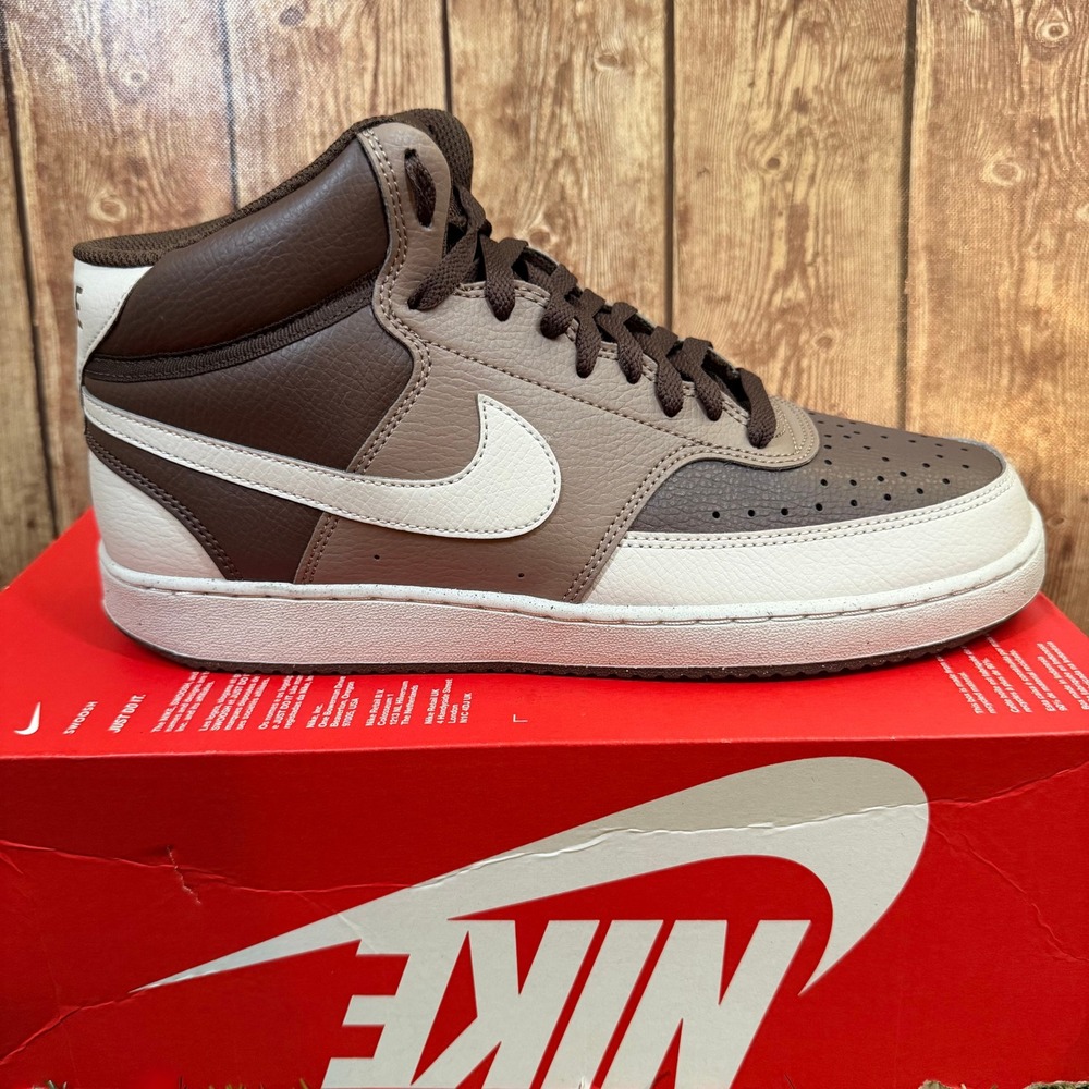 Nike Court Vision Mid NN Sneakers Mens size 10.5 Brown Light Bone Casual Shoes